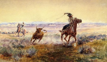 Indianer und Cowboy Werke - auf dem Teich Cowboy Charles Marion Russell Indianer